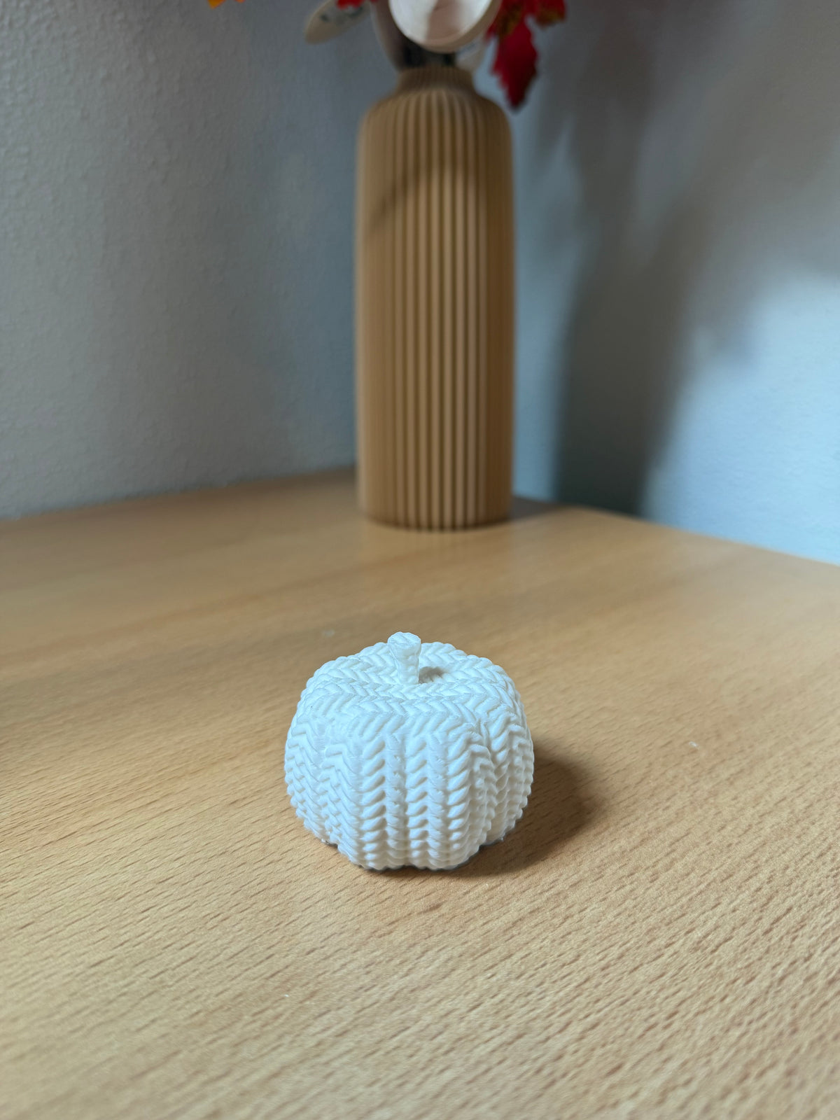 Gevlochten Pompoen - wit - 4,5cm