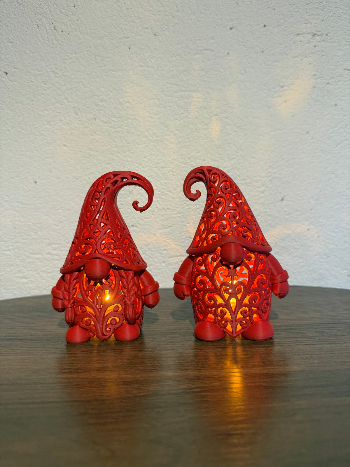Gnoom Theelichthouder Set 2 stuks 12 cm – Sfeervolle Kerstdecoratie