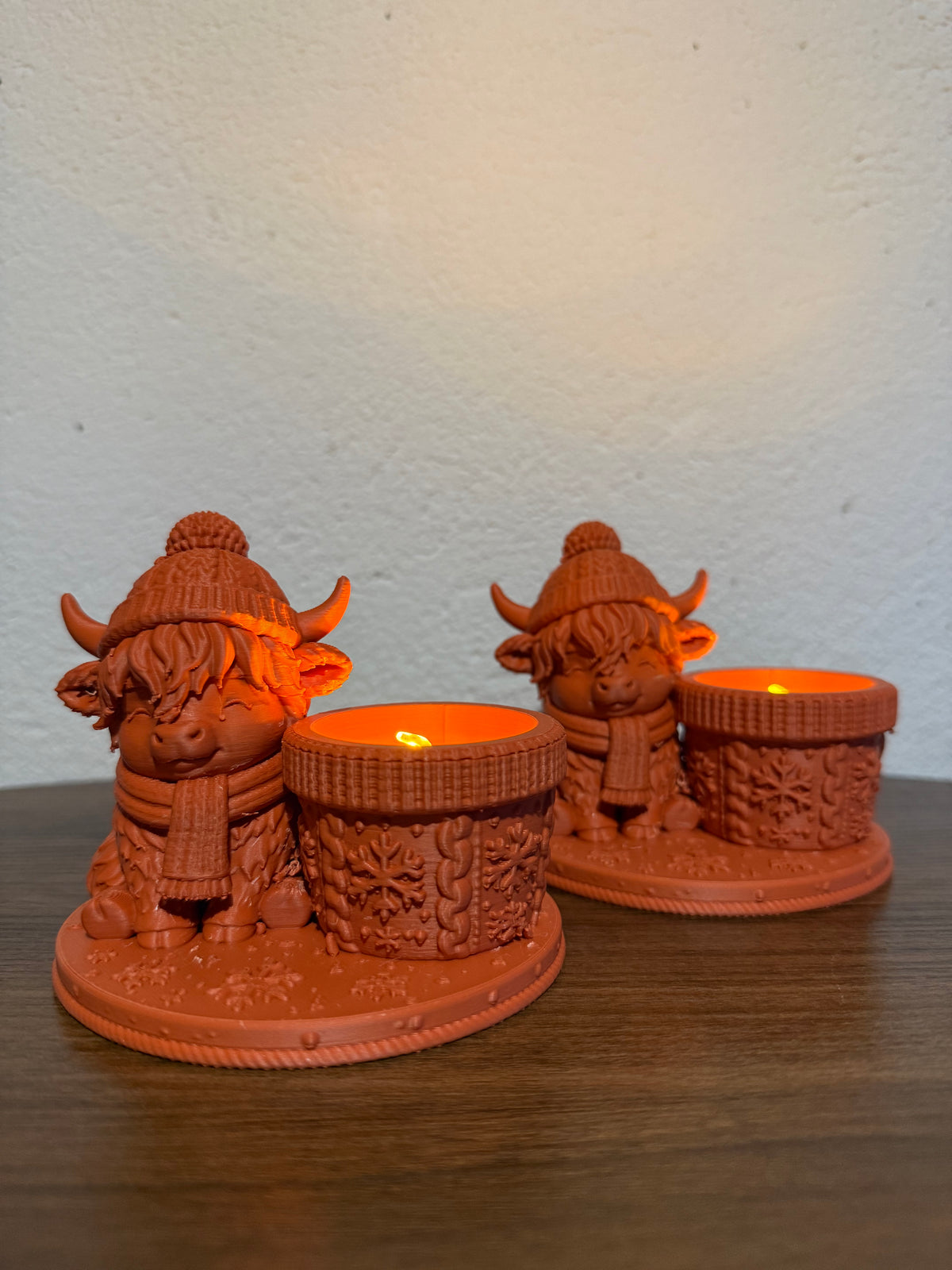 Schotse Hooglander Theelichthouder 10 cm - Sfeervolle Decoratie