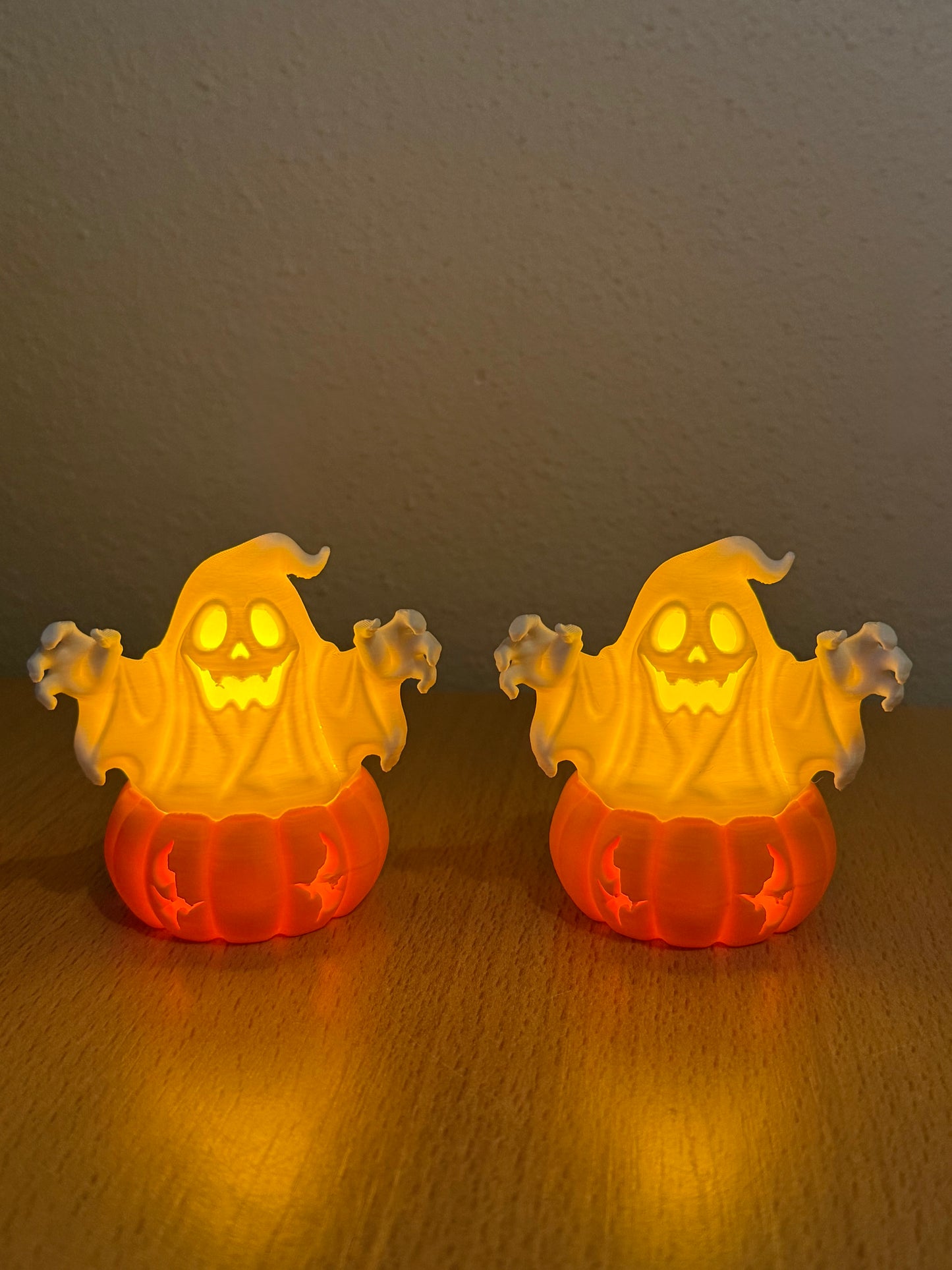 Pompoen met Spook Led-kaars houder | Halloween Decoratie