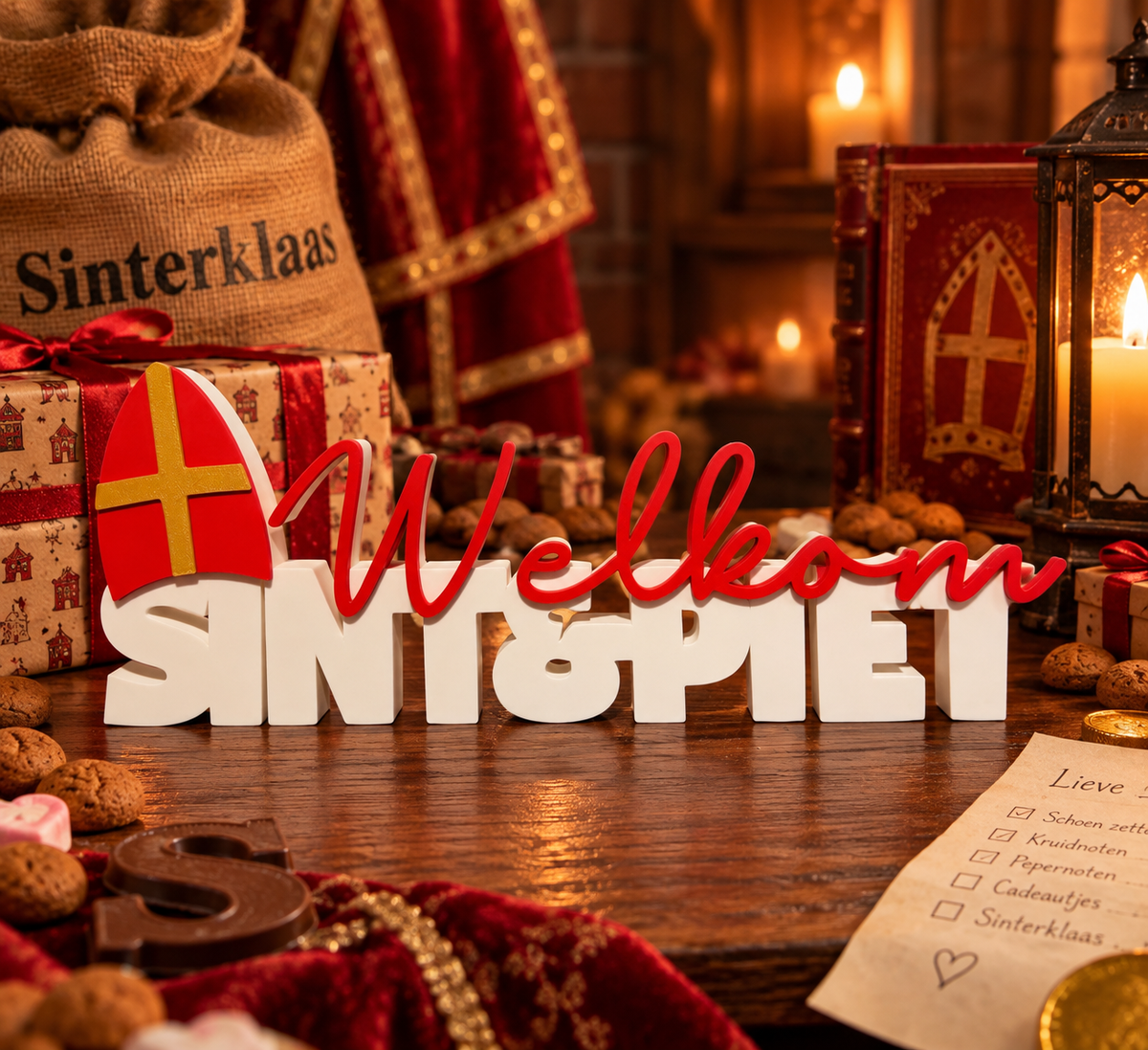 Sinterklaas Decoratieborn | Welkom Sint & Piet