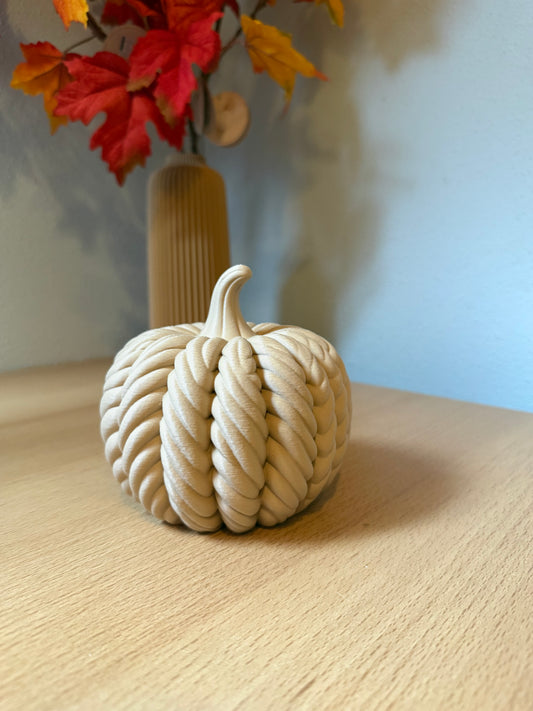 Gevlochten Pompoen - Latte Bruin - 12cm