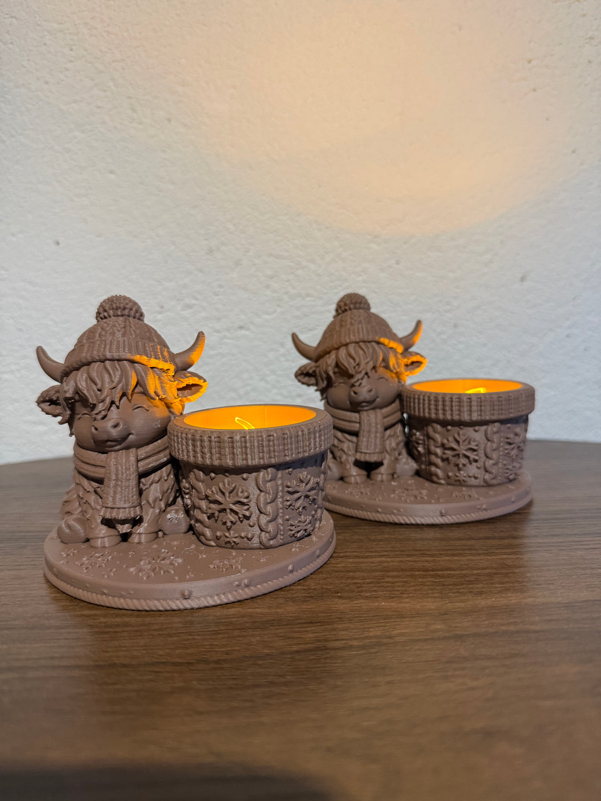 Schotse Hooglander Theelichthouder 10 cm - Sfeervolle Decoratie