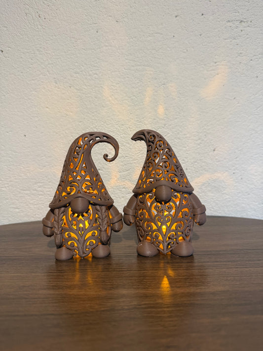 Gnoom Theelichthouder Set 2 stuks 12 cm – Sfeervolle Kerstdecoratie