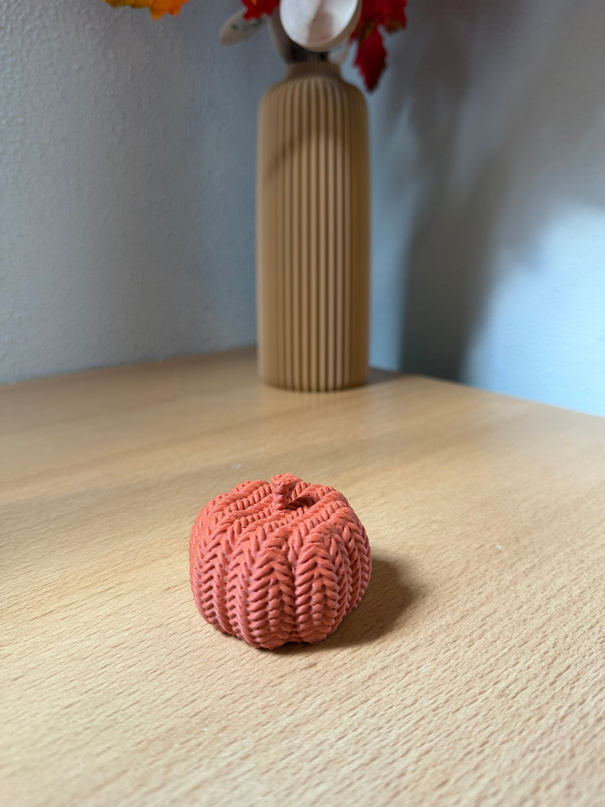 Gevlochten Pompoen - burnt sienna - 4,5cm