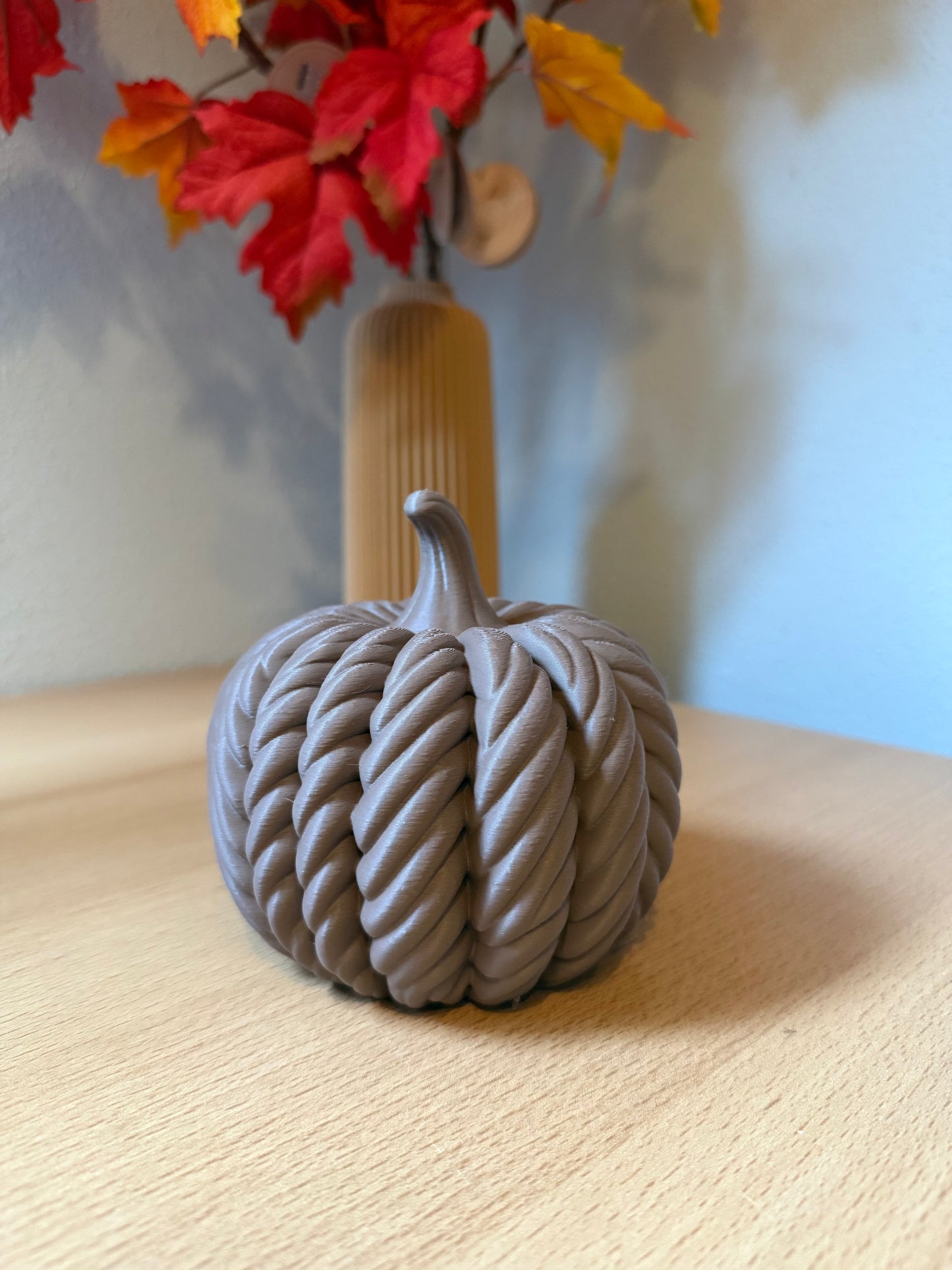 Gevlochten Pompoen - Donkerbruin - 12cm